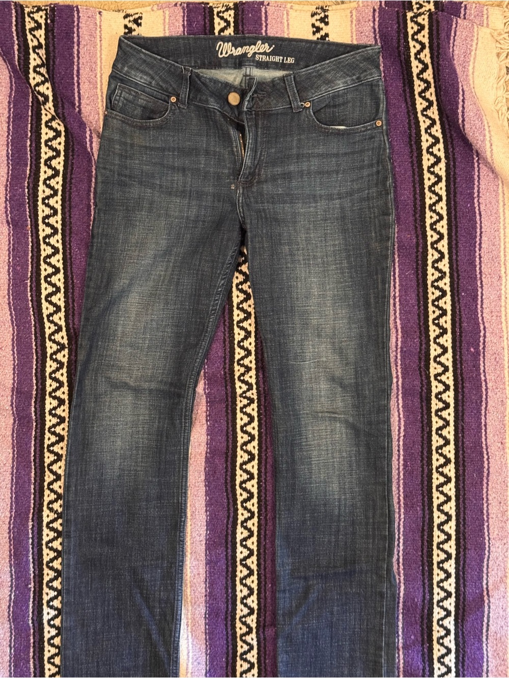 Wrangler Women's Straight Leg Jeans in Faded Blue Denim
